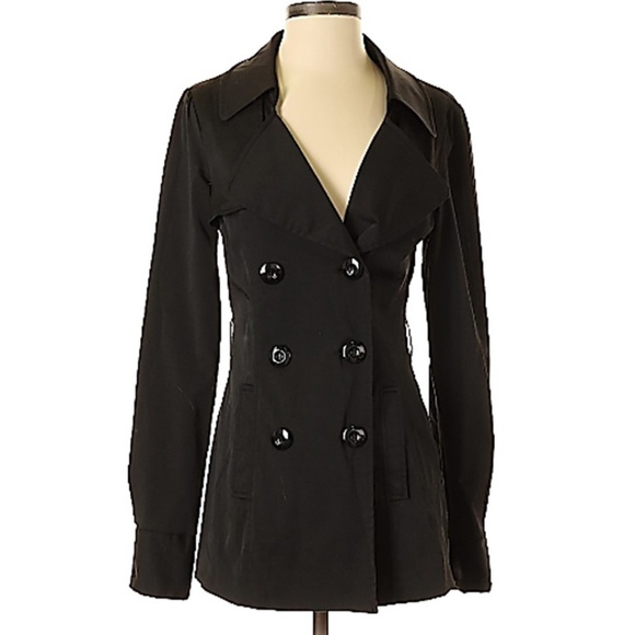 VERTIGO BLACK TRENCH COAT SMALL - Picture 3 of 6